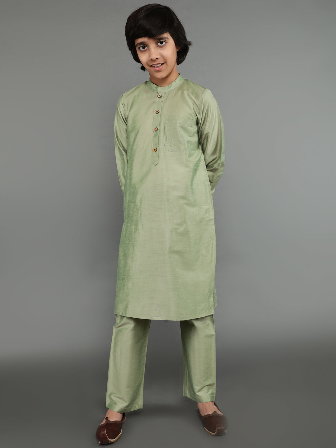 Pastel Green Kurta Pant With Nehru Jacket - Elganza