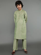 Pastel Green Kurta Pant With Nehru Jacket - Elganza