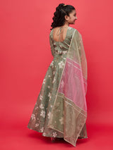 Pastel Green Floral Print Lehenga Choli With Dupatta