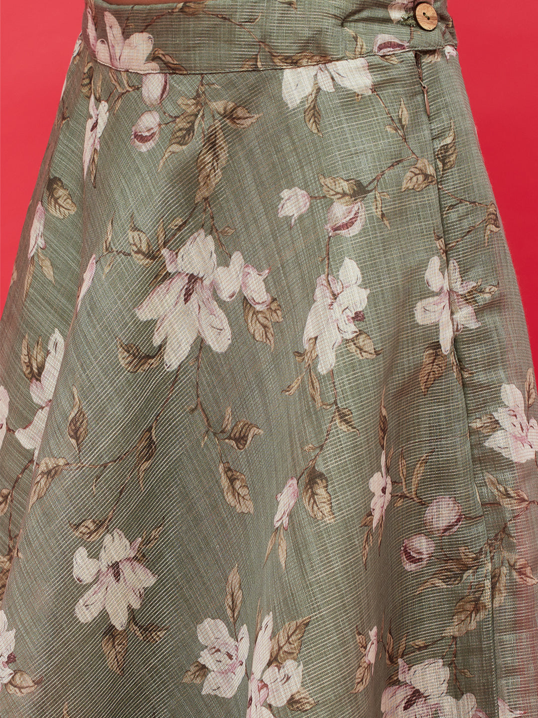 Pastel Green Floral Print Lehenga Choli With Dupatta