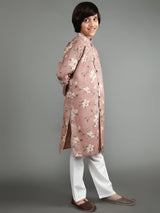 Mauve Floral Print Sherwani Kurta - Elganza