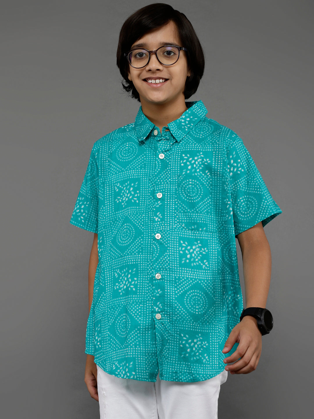 Blue Bandhani Print Shirt - Elganza