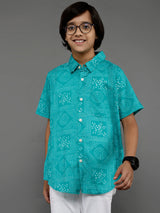 Blue Bandhani Print Shirt - Elganza