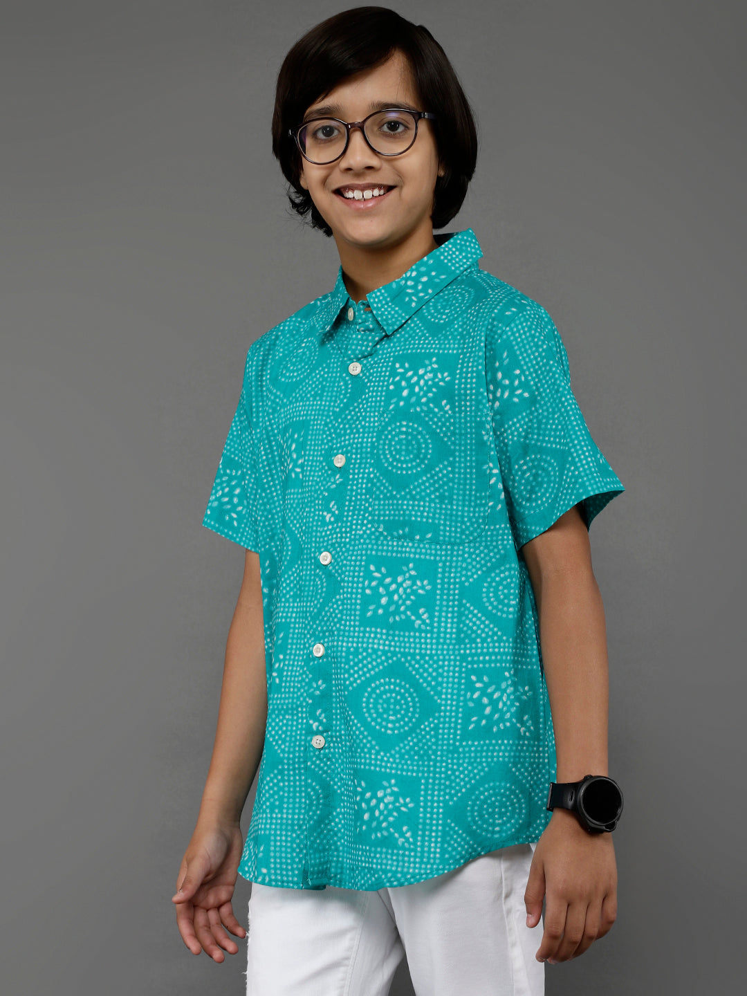 Blue Bandhani Print Shirt - Elganza