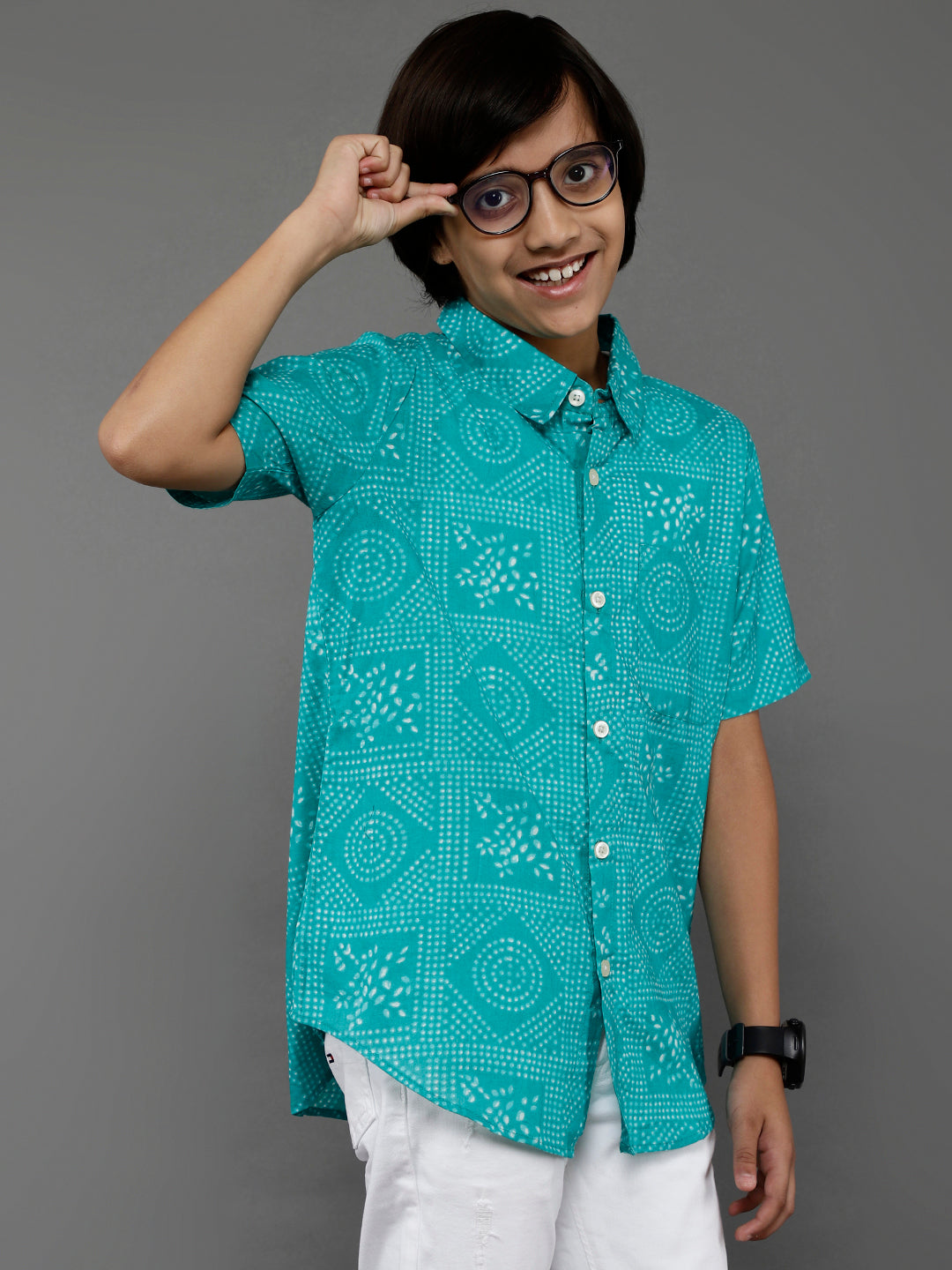 Blue Bandhani Print Shirt - Elganza