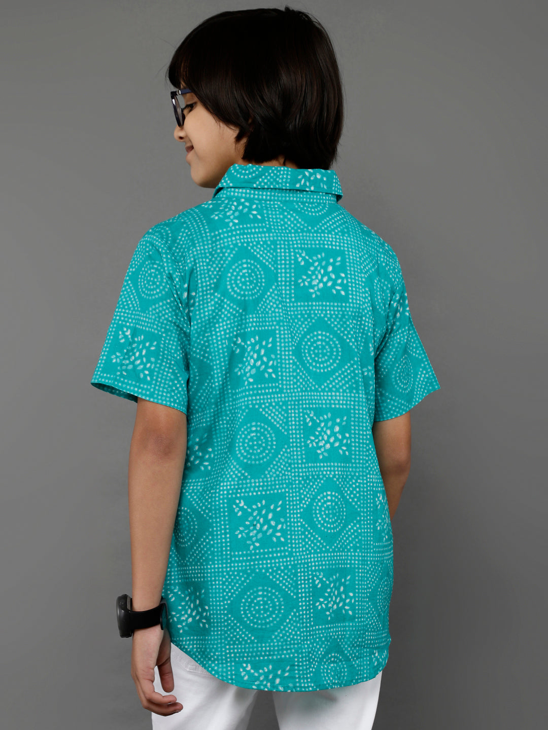 Blue Bandhani Print Shirt - Elganza