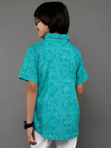 Blue Bandhani Print Shirt - Elganza