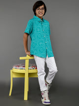 Blue Bandhani Print Shirt - Elganza