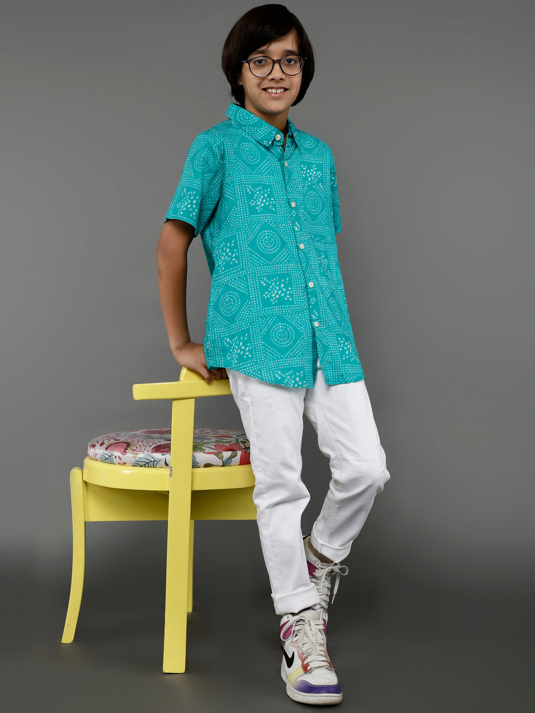 Blue Bandhani Print Shirt - Elganza