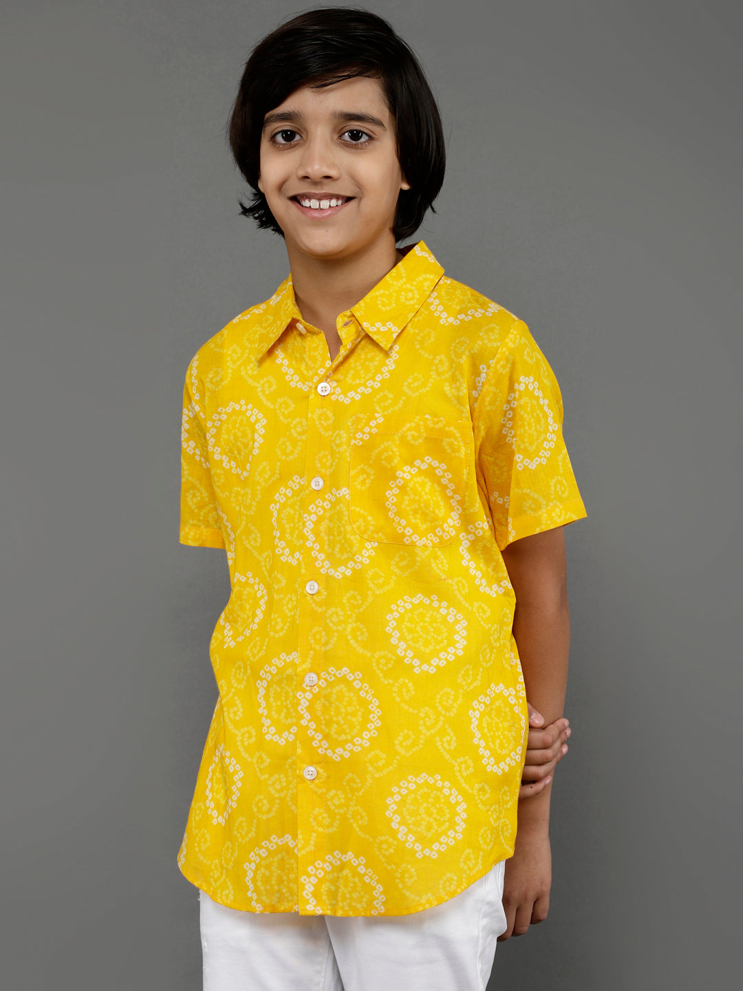 Yellow Bandhani Print Shirt - Elganza