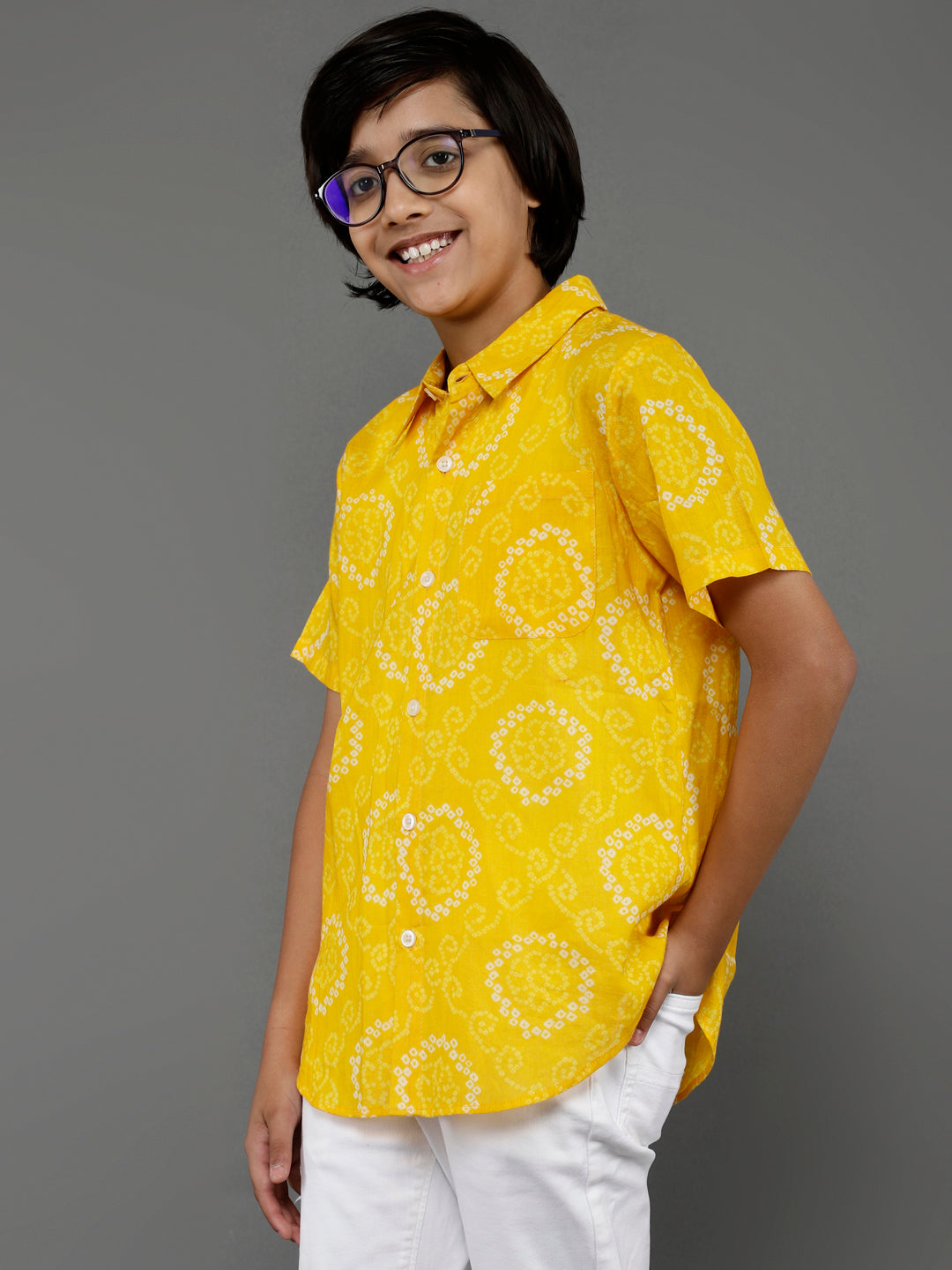 Yellow Bandhani Print Shirt - Elganza