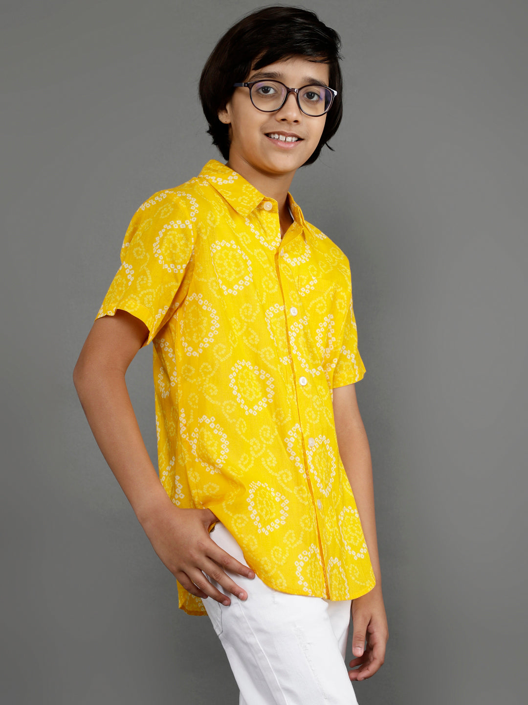 Yellow Bandhani Print Shirt - Elganza