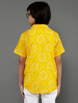 Yellow Bandhani Print Shirt - Elganza