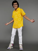 Yellow Bandhani Print Shirt - Elganza