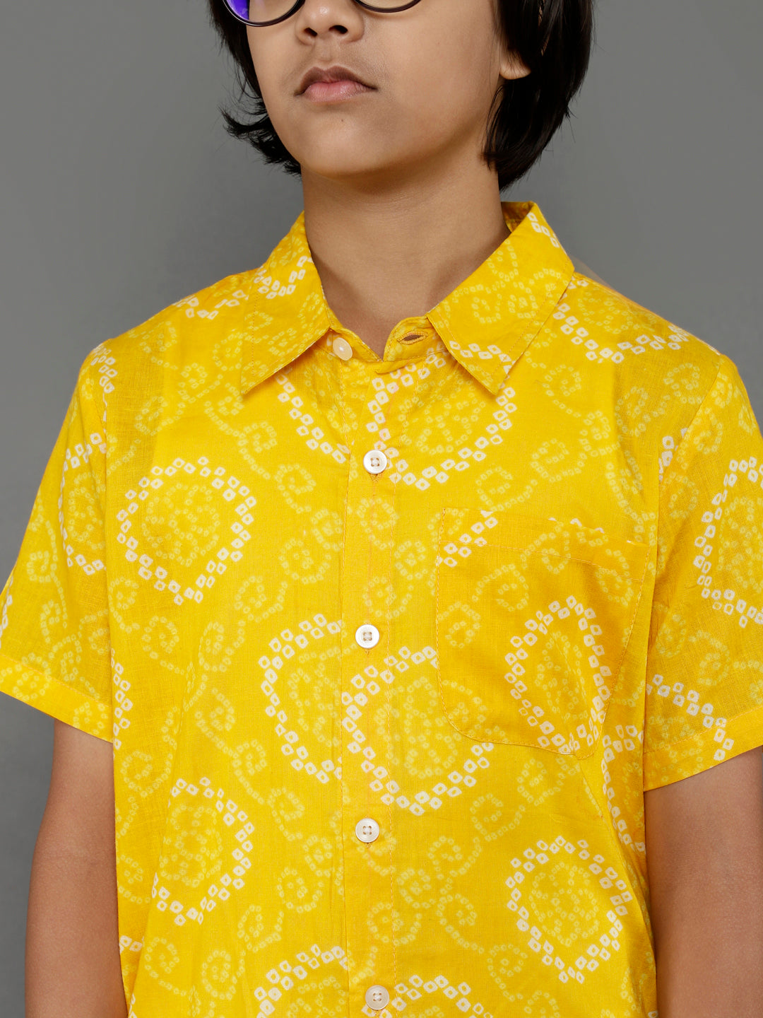 Yellow Bandhani Print Shirt - Elganza
