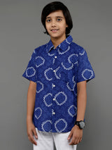 Blue Bandhani Print Shirt - Elganza