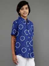 Blue Bandhani Print Shirt - Elganza
