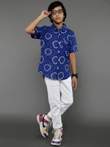Blue Bandhani Print Shirt - Elganza