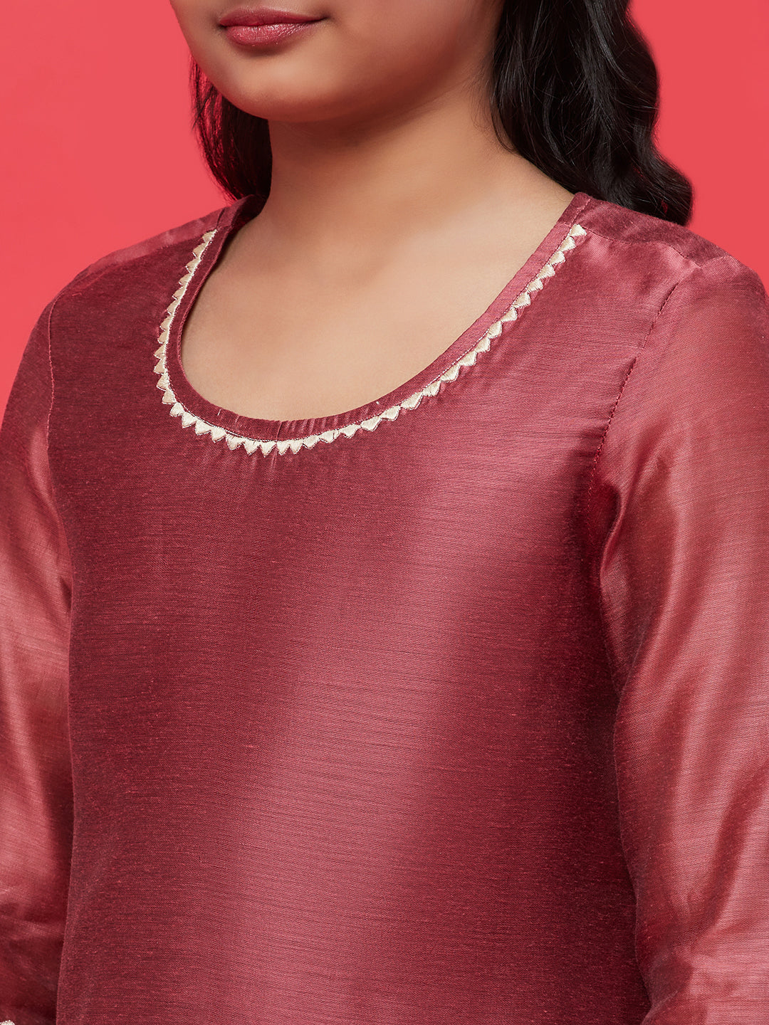 Brown Embroidered Kurta With Balloon Pant