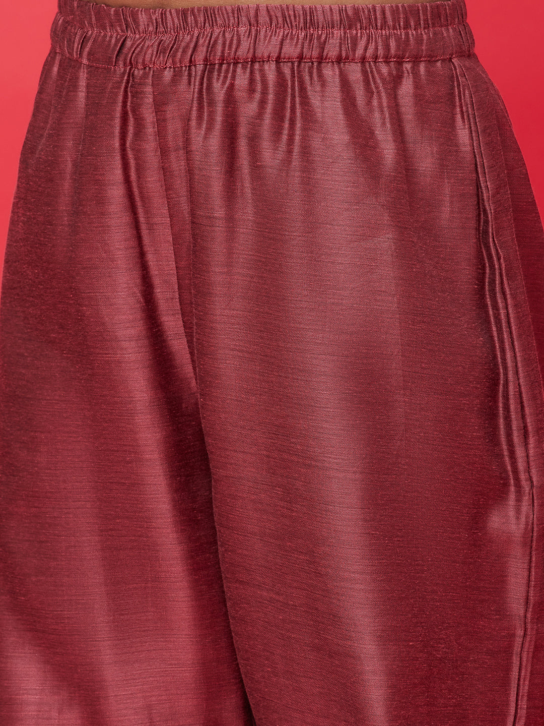 Brown Embroidered Kurta With Balloon Pant