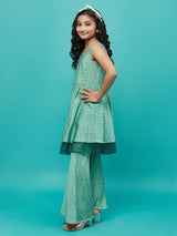 Green Sequin Kurta Sharara With Dupatta