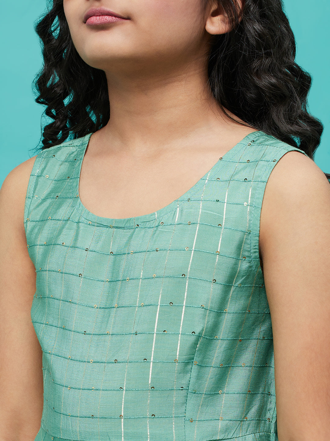 Green Sequin Kurta Sharara With Dupatta