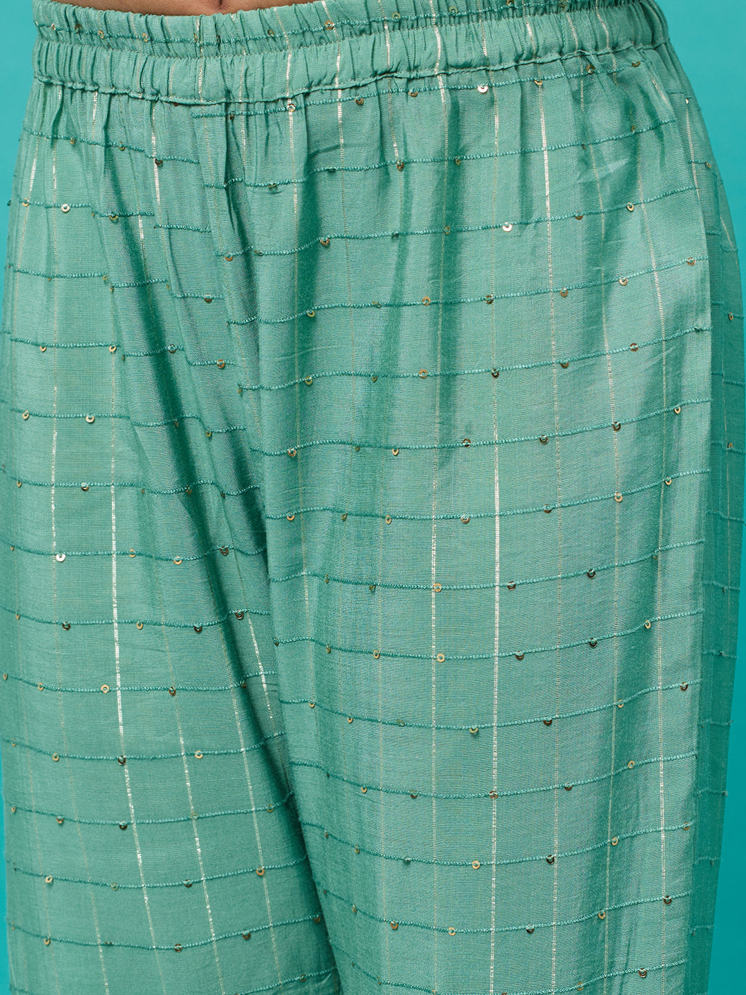 Green Sequin Kurta Sharara With Dupatta
