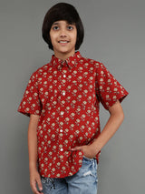 Brown Floral Print Shirt - Elganza