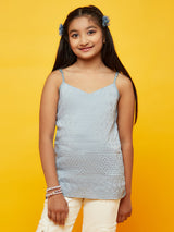 Grey Chinnon Schiffli Work Top