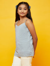 Grey Chinnon Schiffli Work Top