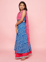 Blue Bandhani Print Lehenga Choli With Dupatta
