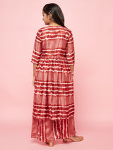 Brown Striped Top Palazzo With Jacket