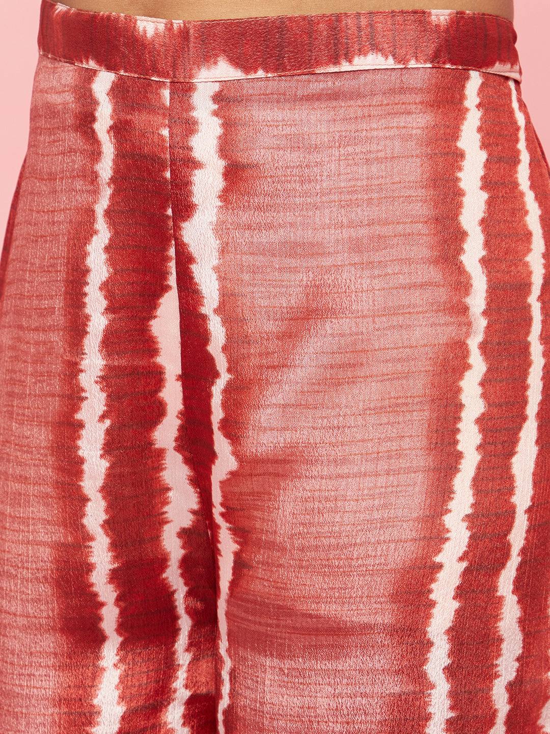 Brown Striped Top Palazzo With Jacket