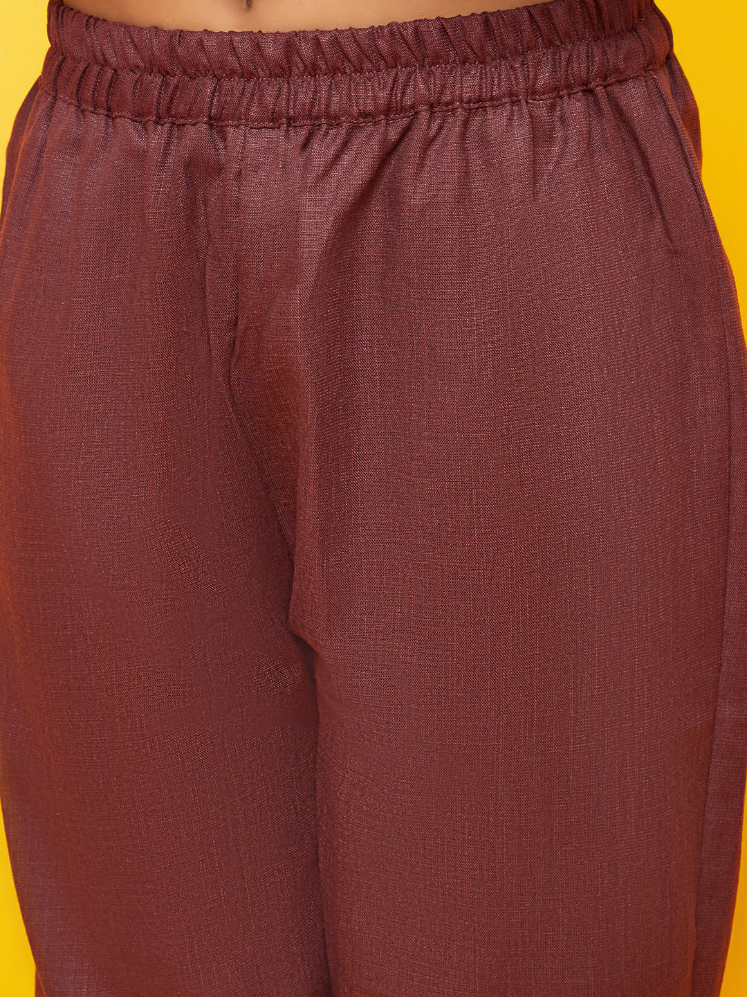 Burgundy Floral Print Anarkali Pant With Dupatta