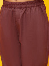 Burgundy Floral Print Anarkali Pant With Dupatta