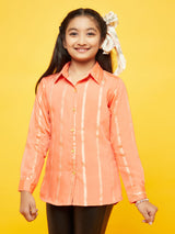 Peach Woven Design Shirt