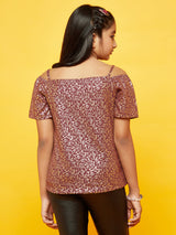Burgundy Floral Print Off Shoulder Top