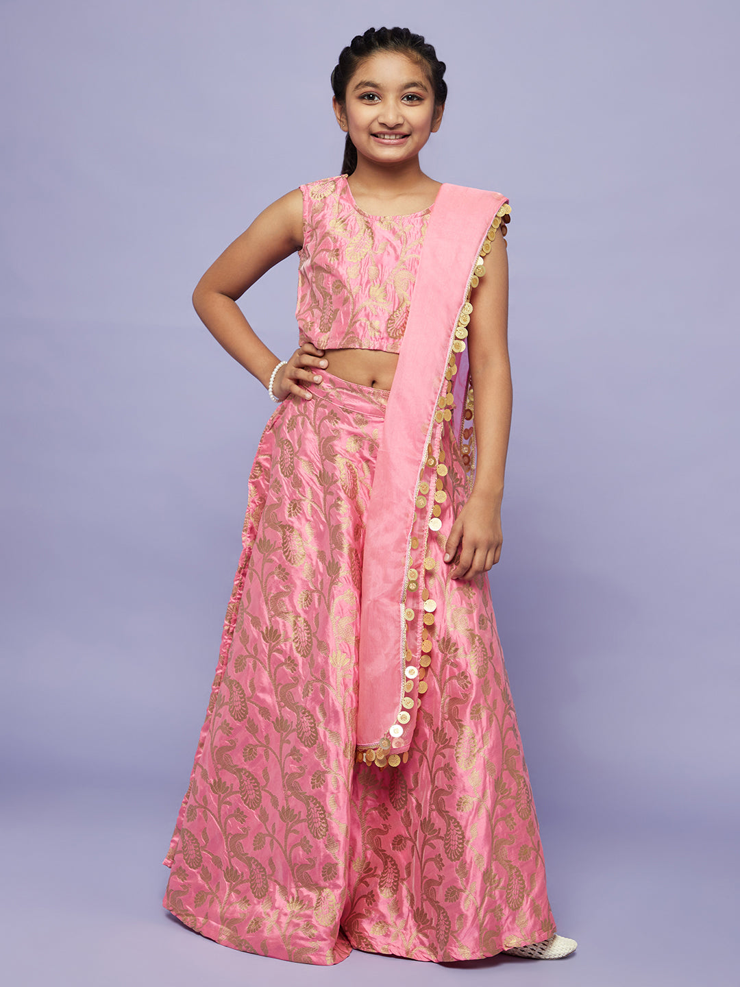 Pink Brocode Lehenga Choli With Dupatta