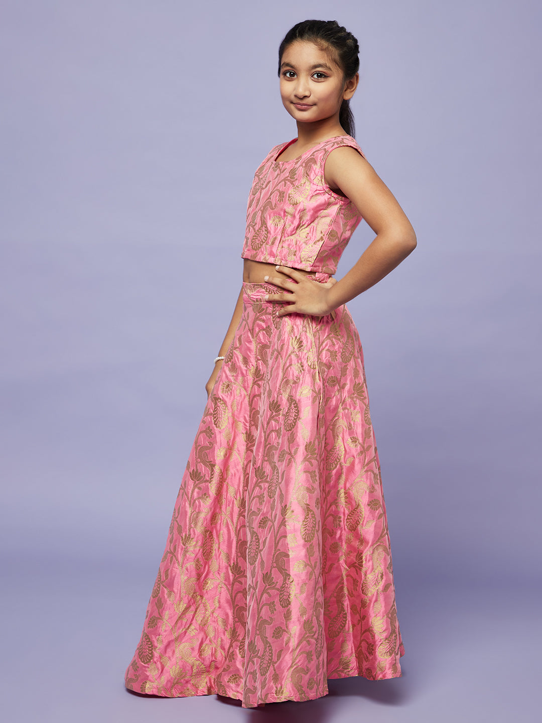Pink Brocode Lehenga Choli With Dupatta
