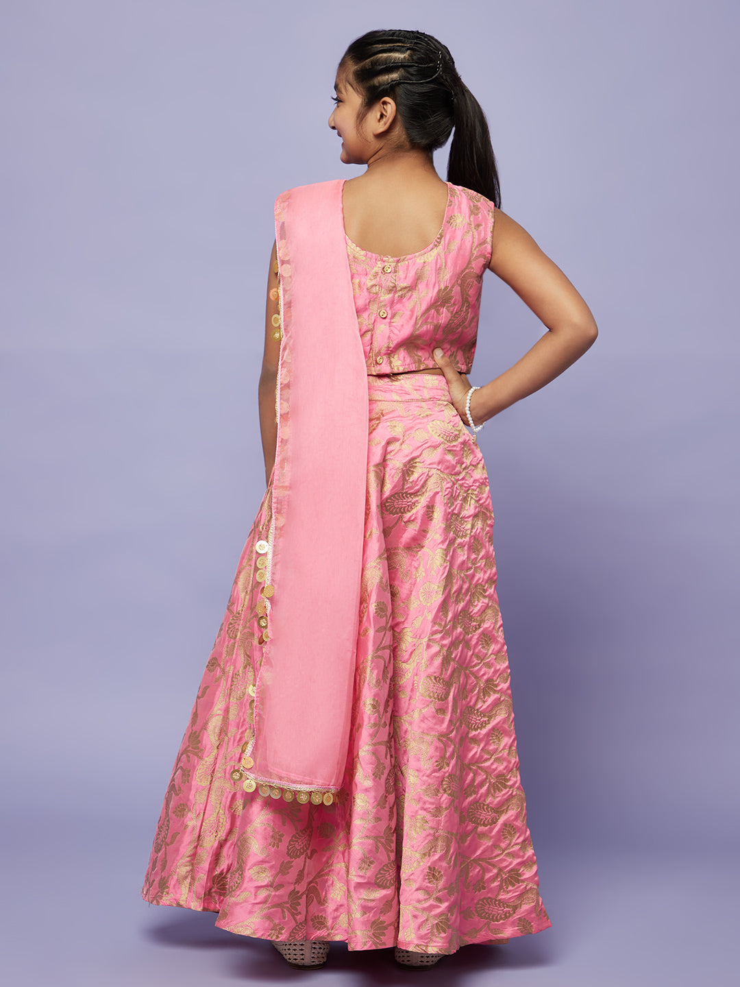 Pink Brocode Lehenga Choli With Dupatta