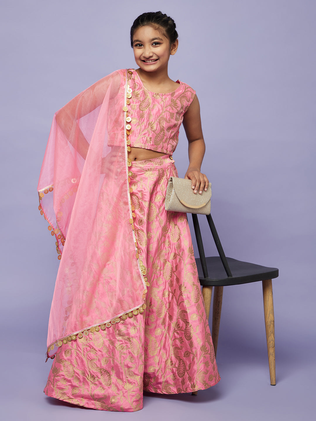 Pink Brocode Lehenga Choli With Dupatta