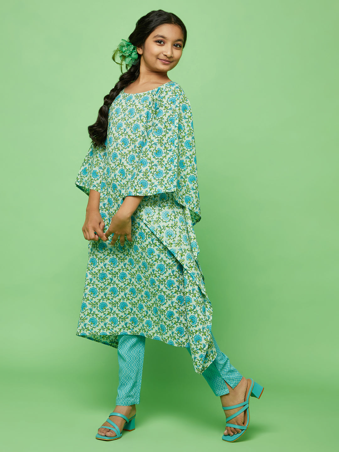 Blue Floral Print Night Suit