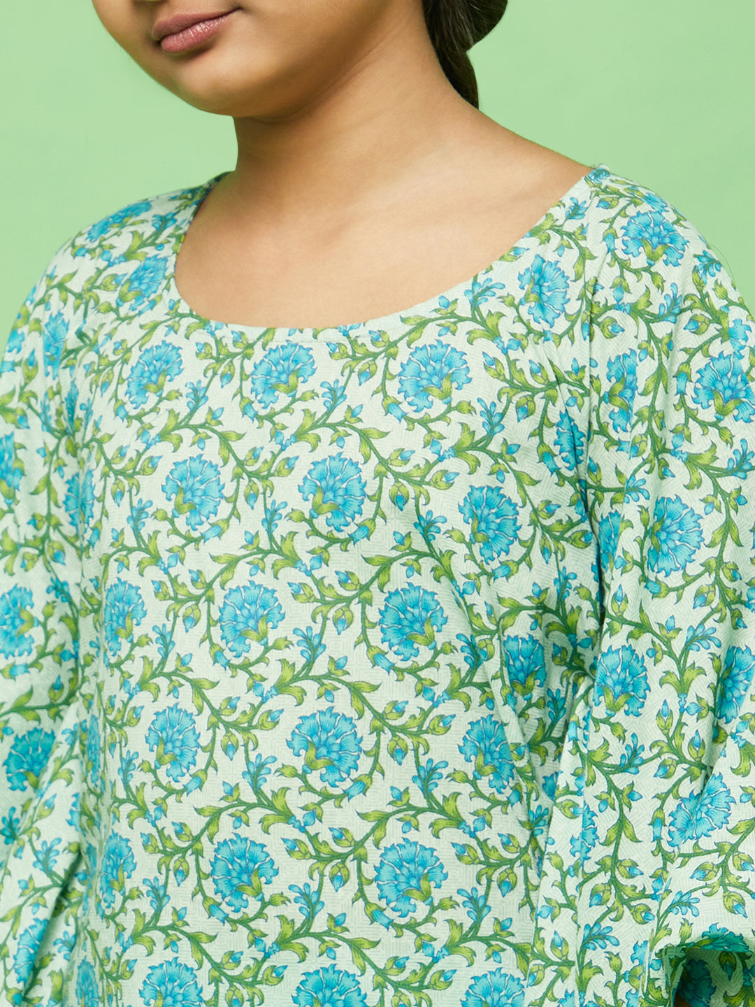 Blue Floral Print Night Suit