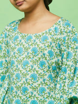 Blue Floral Print Night Suit
