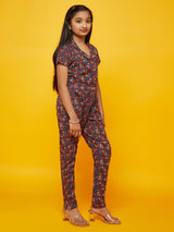 Maroon Floral Print Jumpsuit