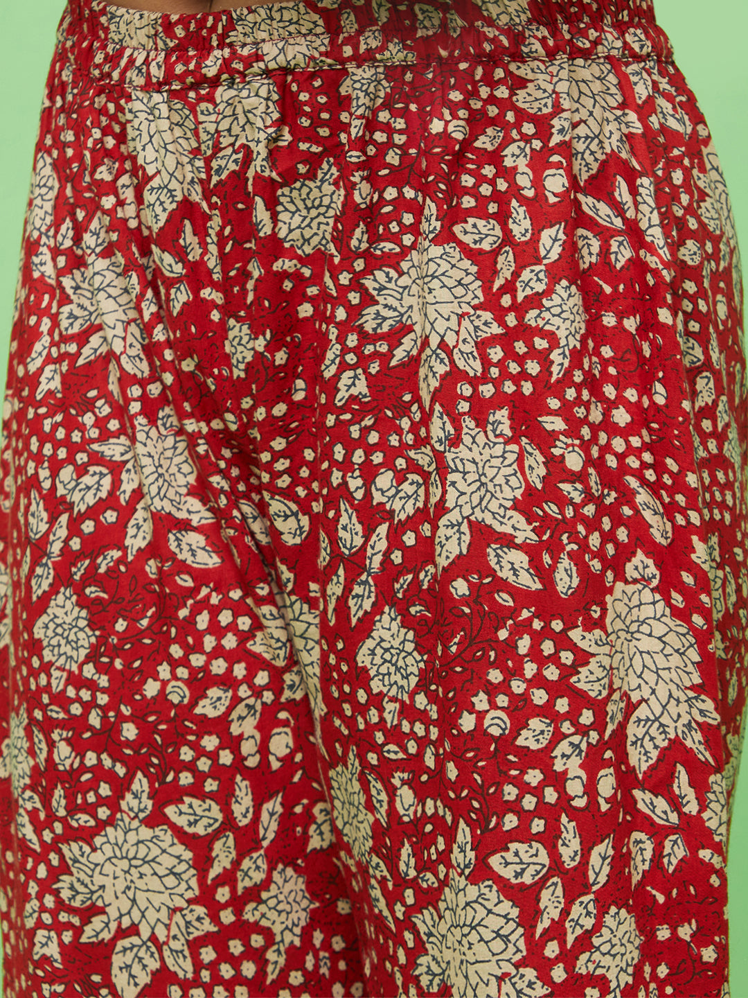 Red Floral Print Kurta Sharara With Dupatta - Elganza