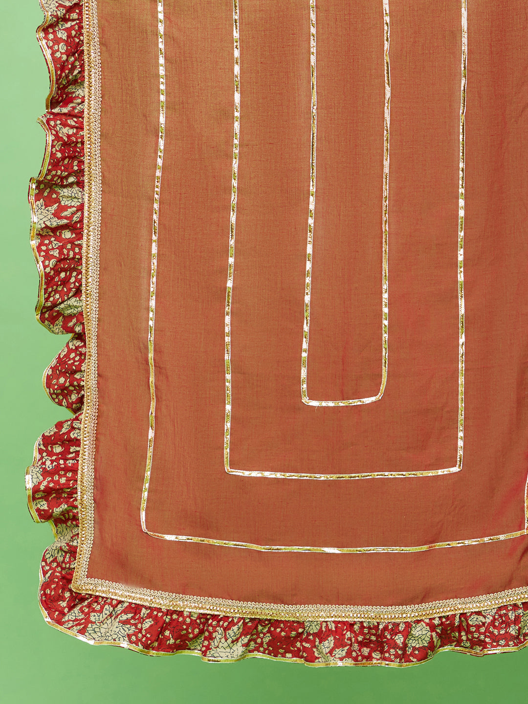 Red Floral Print Kurta Sharara With Dupatta - Elganza