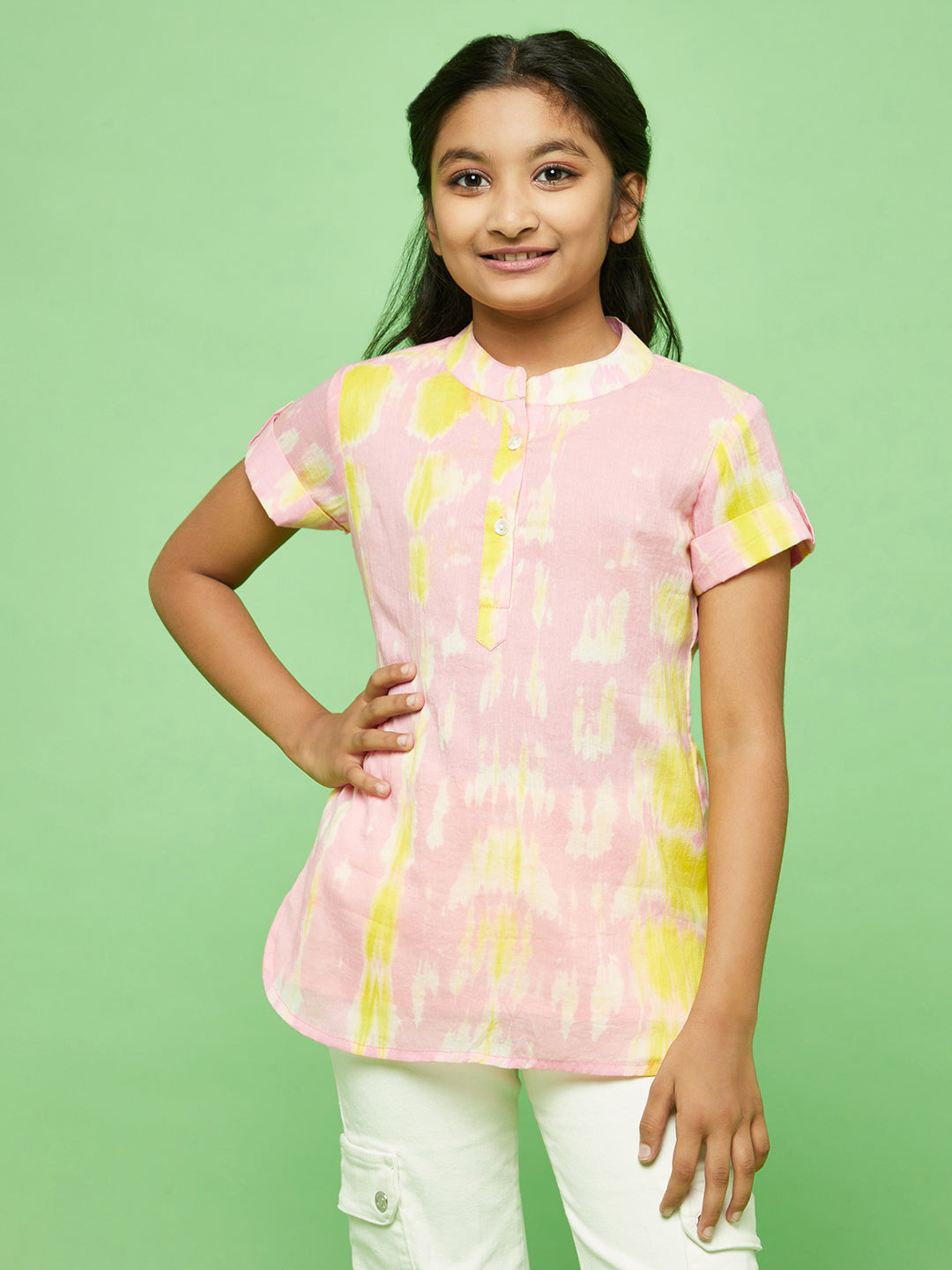 Pink & Yellow Tie & Dye Top