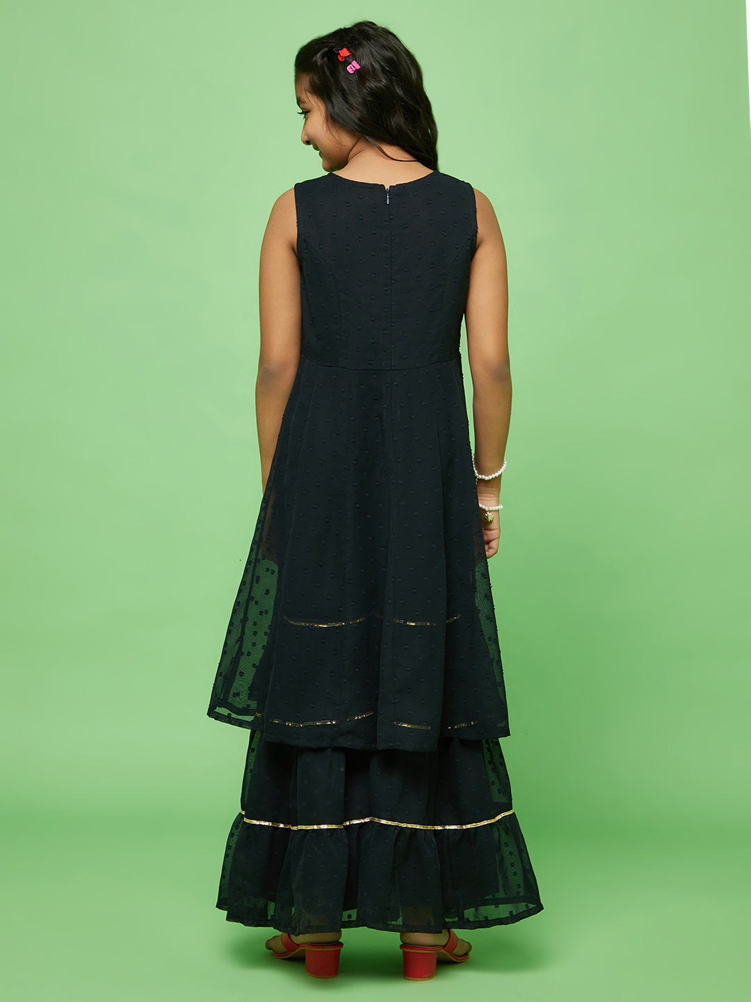 Black Embroidered Kurta With Sharara