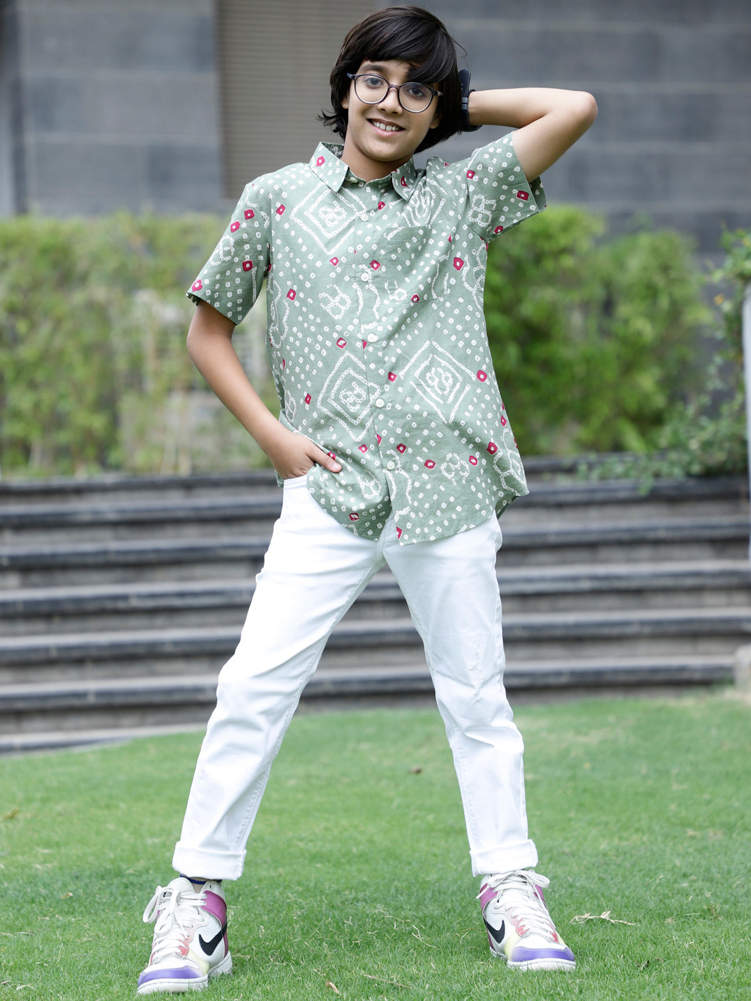 Pastel Green Bandhani Print Shirt - Elganza